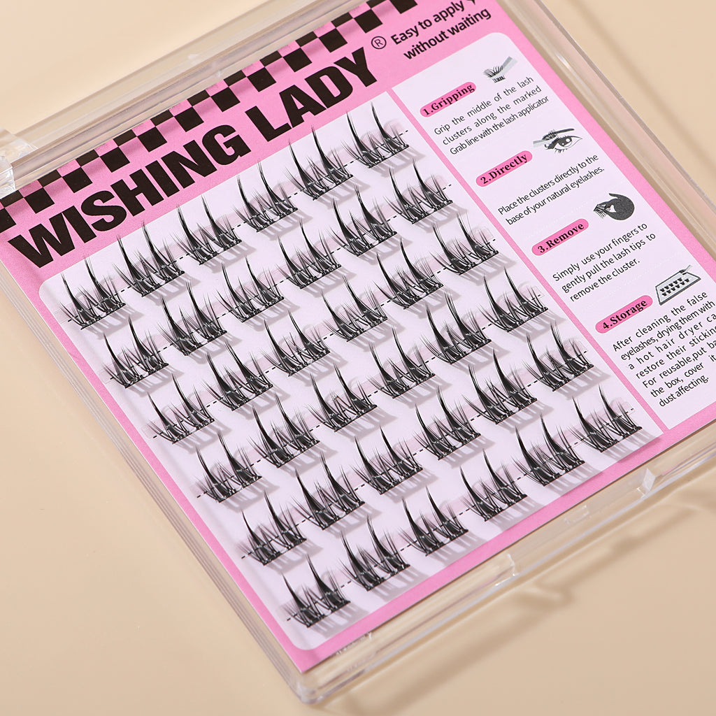QY-3 “Double-Spike Wheat Ear” No-Glue Lash Clusters (9–12mm, C Curl)