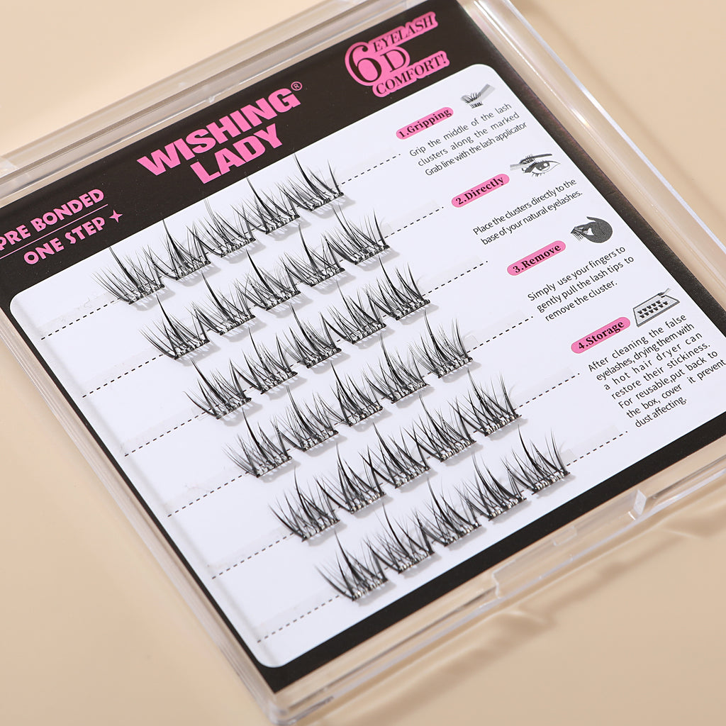QY-11 “Trilogy” Pre-Bonded Cluster Lashes | DIY Buildable Wispy Look | C Curl | 9–12mm