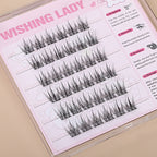 QY-17 “Fairy Tail” Natural Long Wispy Cluster Lashes (Pre-Bonded, No Glue Needed, C Curl, 9–12mm)
