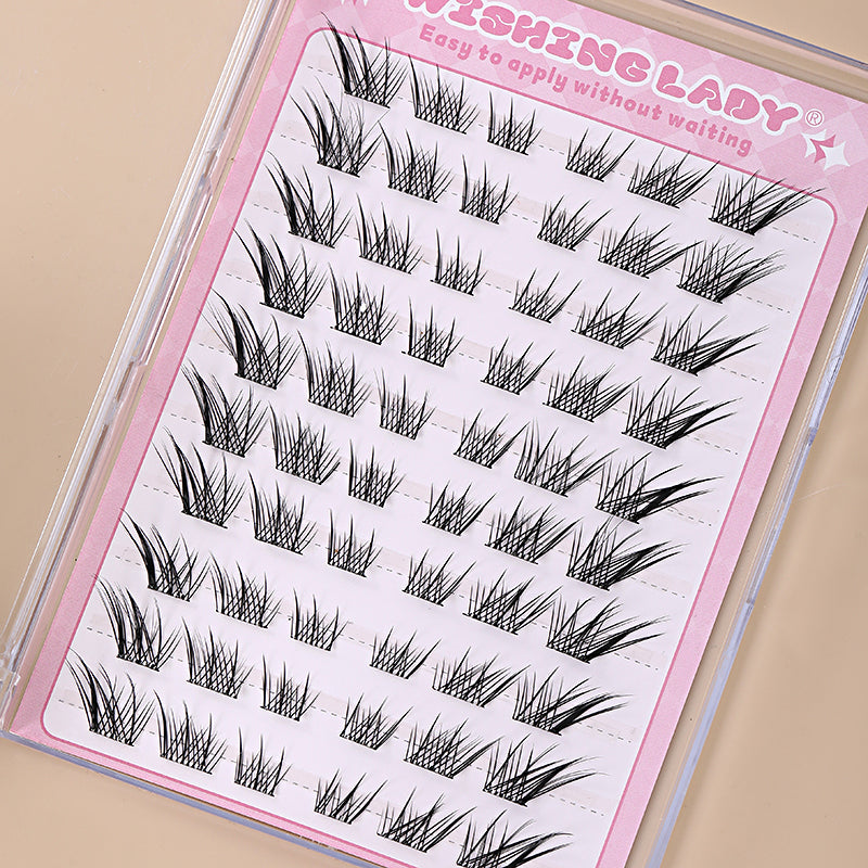 QY-7A Upgraded Large-Capacity Foxy Natural Wispy Cluster Lashes (C Curl, 9–13mm)