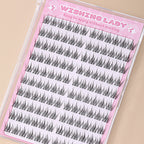 QY-17A Upgraded Large-Capacity DIY Cluster Lashes – Fishtail Wispy Natural Long Look, Pre-Applied Adhesive, 9–12mm (C Curl)