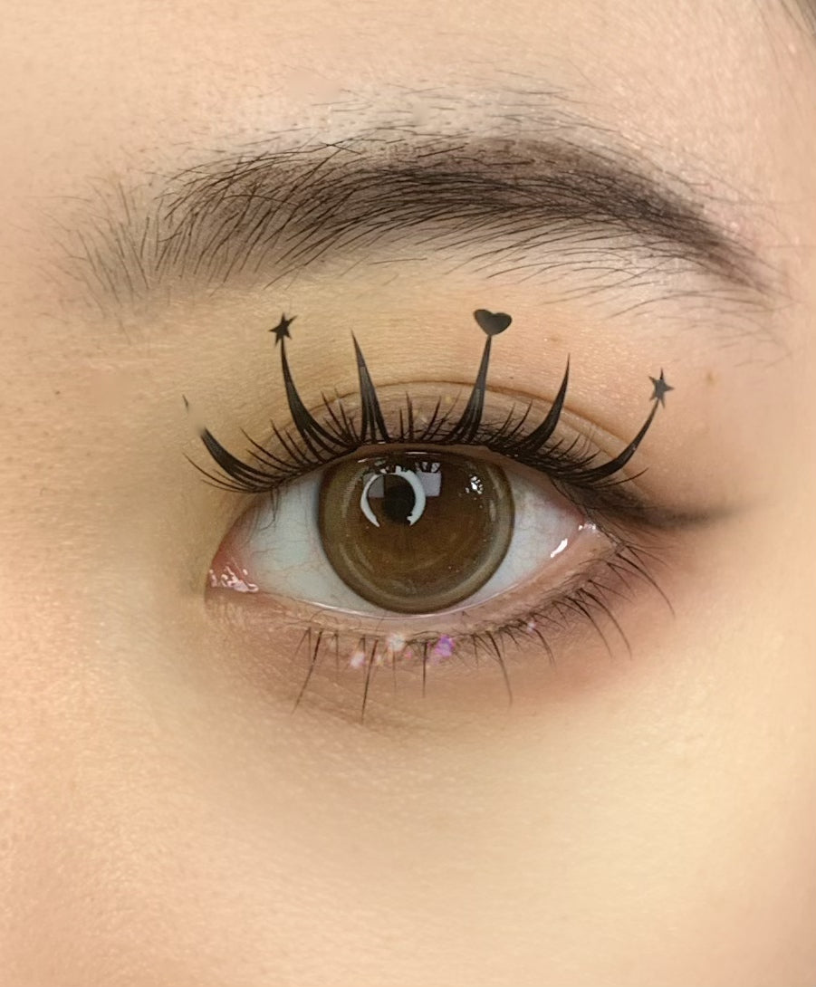QY-50 Holiday Accent Self-Adhesive Cluster Lashes – Star &amp; Heart Spiky Effect, 9–12mm, C Curl
